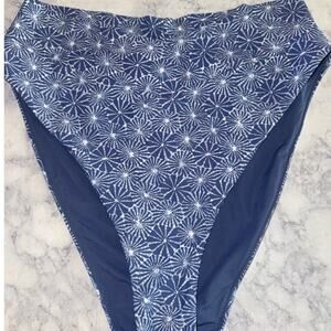 - Aerie-Swimwear-Bikini Bottoms-XL- Blue Patterned-High Waisted High Cut C…